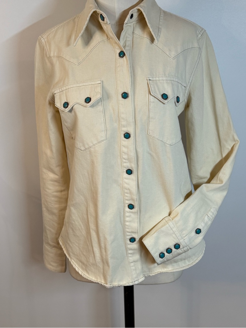 Stetson Cream Western Shirt with Turquoise Accents